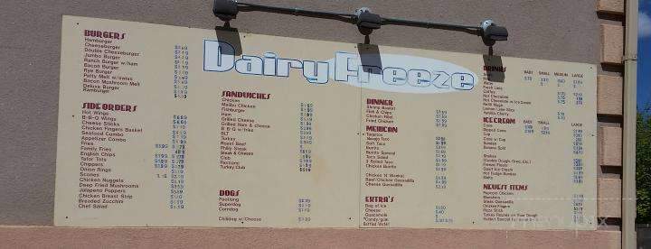 Parowan Dairy Freeze Menu